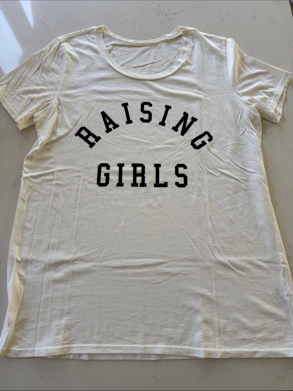 Women's White 'Raising Girls' Graphic Tee Size: M